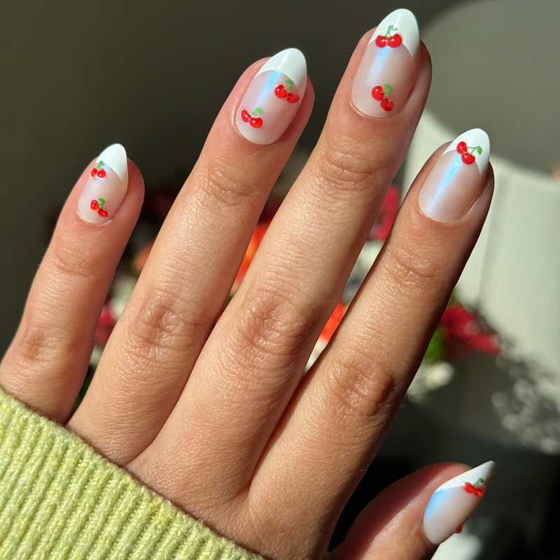 picture of Puffy Cherry French - Press-On | Medium | Almond