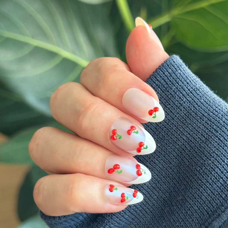 picture of Puffy Cherry French - Press-On | Medium | Almond