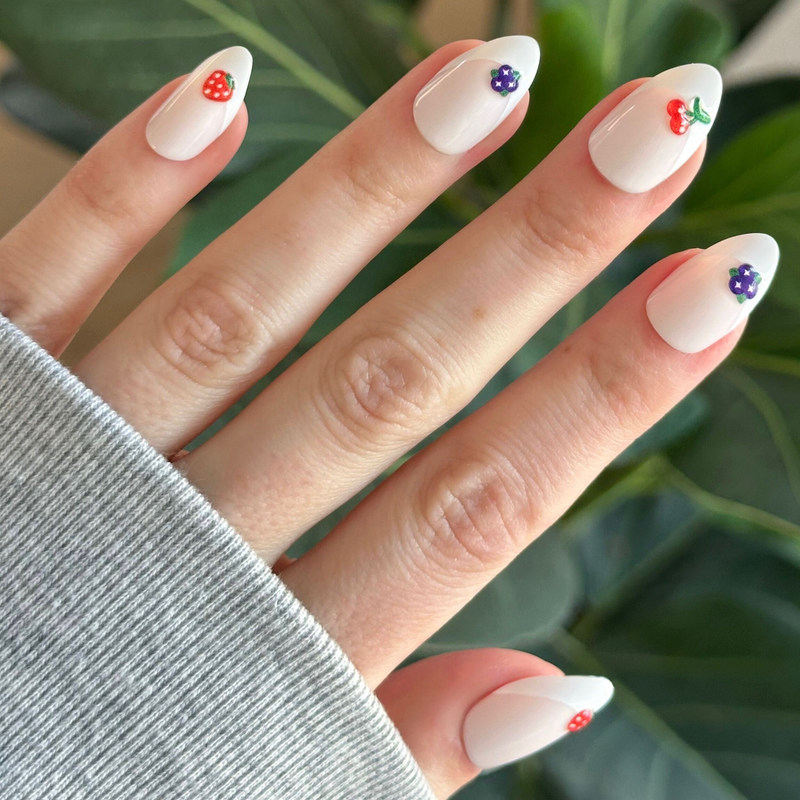 Puffy Fruit Salad French - Press On | Medium | Almond - Press-On