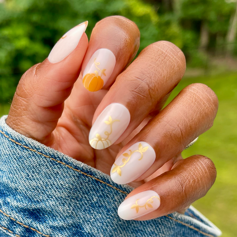 Pumpkin Glam - Press-On | Medium | Oval