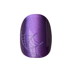 Purple Velvet Spiderwebs - Tab Press-On | Extra Short | Round