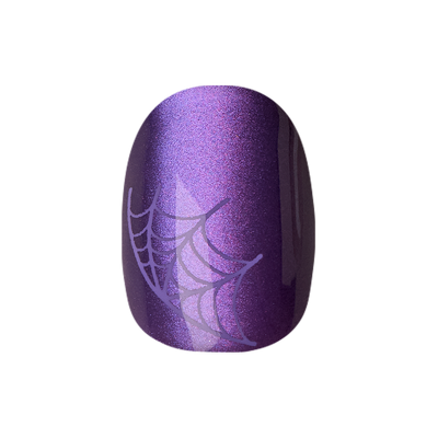 Purple Velvet Spiderwebs - Tab Press-On | Extra Short | Round Purple Velvet Spiderwebs - Tab Press-On | Extra Short | Round  Tab Press-On