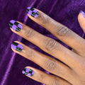 Purple Checker Party | Short | Squoval - Tab Press-On thumbnail