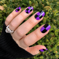 Purple Checker Party | Short | Squoval - Tab Press-On thumbnail