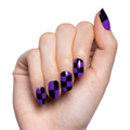 Purple Checker Party | Short | Squoval - Tab Press-On thumbnail