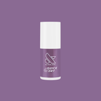 Cardigan quick dry gel polish bottle in warm true mauve shade against matching purple background