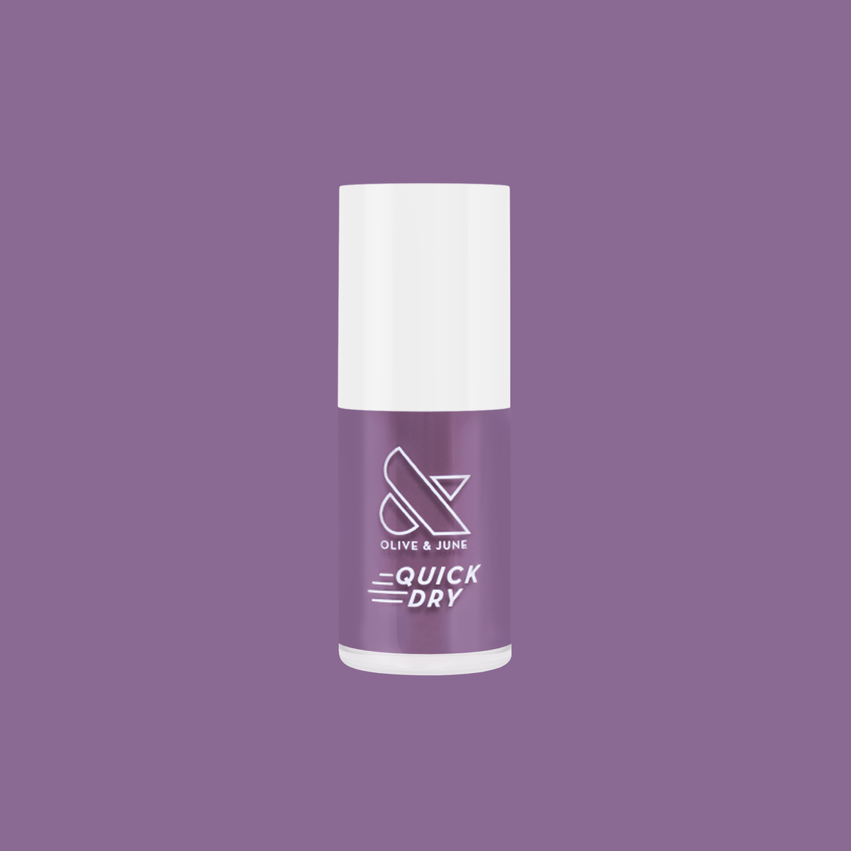 Cardigan quick dry gel polish bottle in warm true mauve shade against matching purple background