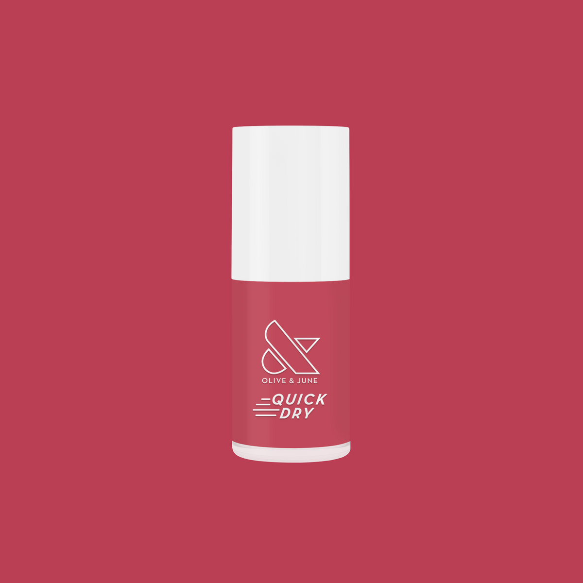 Olive and June Primrose quick dry polish bottle in warm rosy pink perfect for easy at-home manicures