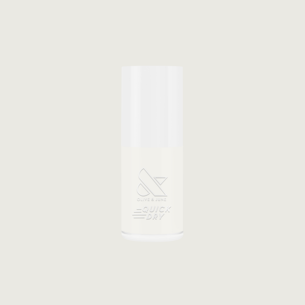 Bottle of Buttercream quick dry polish in sheer milky white shade for easy, long-lasting at home manicure or mani touch ups