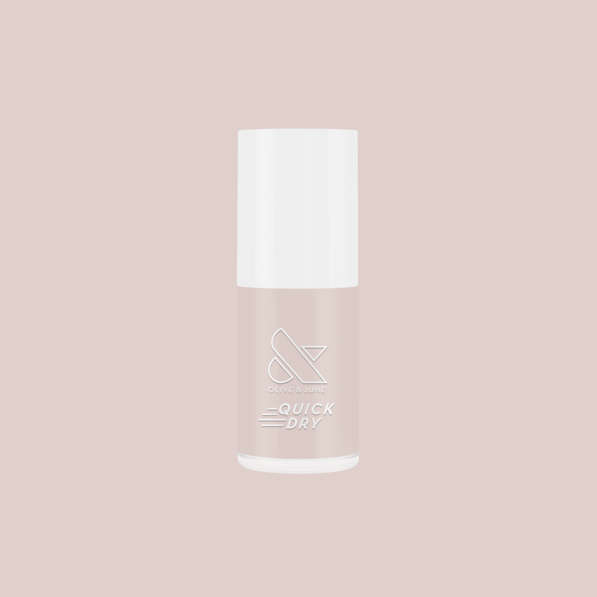 Bottle of Olive and June Kitten quick dry polish in neutral grey beige for fast, easy at home manicure or mani touch ups