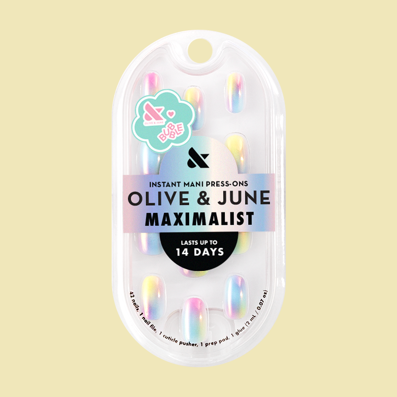 Rainbow Aura Chrome - Press-On | Short | Round 