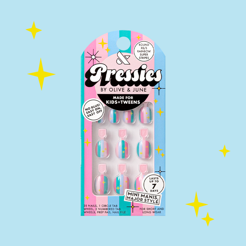 Rainbow Super Stripes - Pressies | Extra Short Short | Round - Pressies