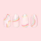 Rainbow Swirl - Press-On | Medium | Almond false nails with pastel candy-colored swirls for a vibrant at-home manicure