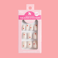 Red Hearts | Short | Round - Tab Press-On 