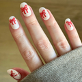 Red Chrome Bows - Tab Press-On | Short | Round thumbnail