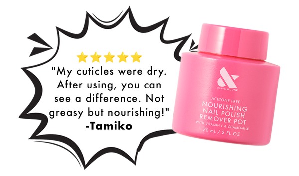 4 star review of nourishing polish remover pot: My cuticle were dry. After using, you can see a difference. Not greast but nourishing! -Tamiko