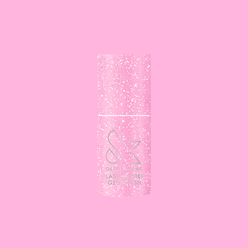 Rosé Rhymes with Partay Gel bottle with cool-toned pink flash glitter gel polish for a sparkling manicure