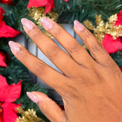 Rosé Rhymes with Partay Gel display on hand