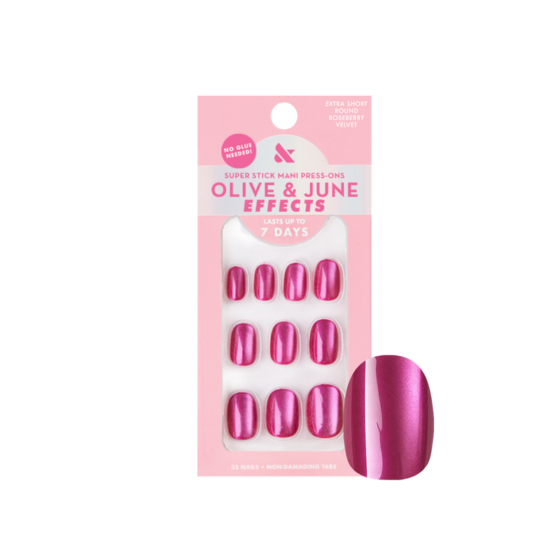 Roseberry Velvet - Tab Press Ons | Extra Short | Round