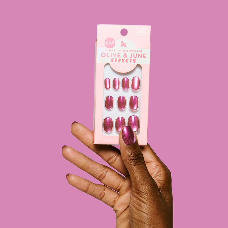 Roseberry Velvet - Tab Press Ons | Extra Short | Round