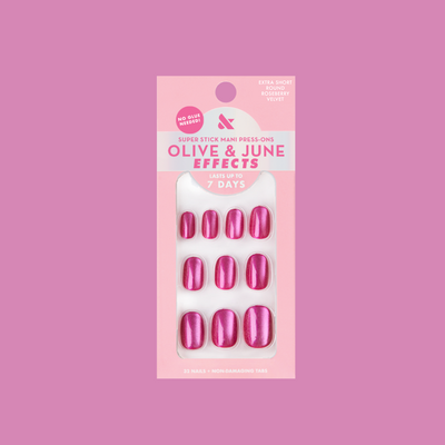 Roseberry Velvet - Tab Press Ons | Extra Short | Round Roseberry Velvet - Tab Press Ons | Extra Short | Round  Tab Press-On