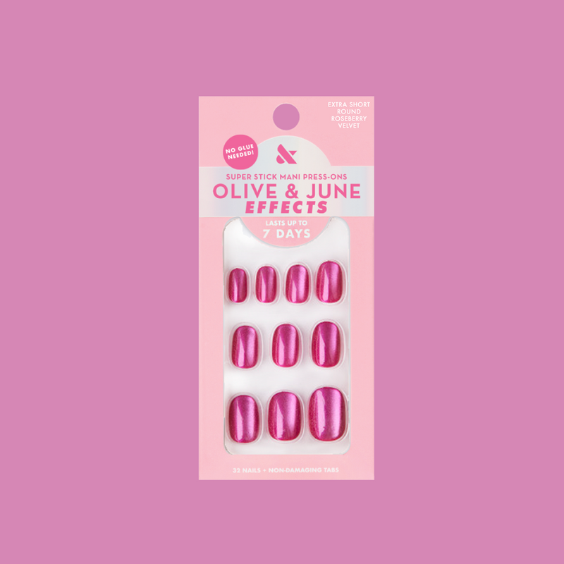 Roseberry Velvet - Tab Press Ons | Extra Short | Round