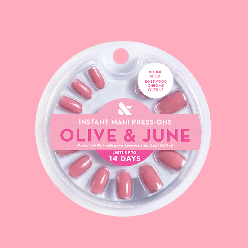 Rosewood Chrome Outline - Press-On | Short | Round 