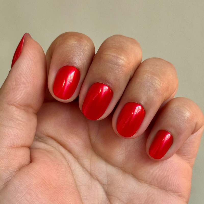 picture of Ruby Chrome - Tab Press-On | Extra Short | Round