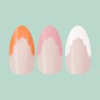 Scalloped French - Press-On | Medium | Almond nails with soft multi-color scallop tips for easy at-home manicure