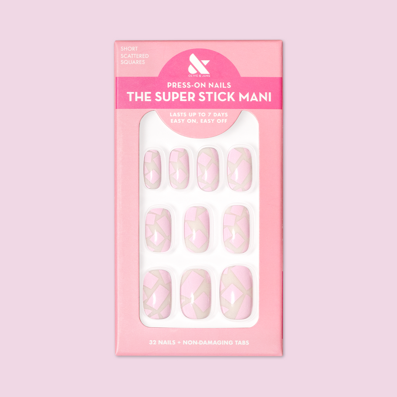 Scattered Squares | Short | Squoval - Tab Press-On 