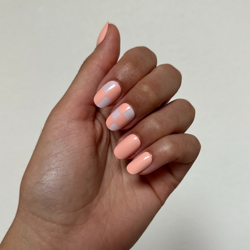 picture of Sherbet Checker Party | Short | Round - Tab Press-On