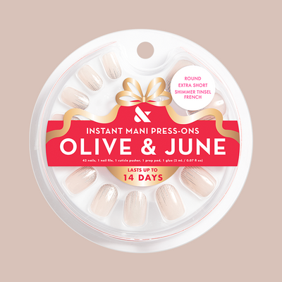 Shimmer Tinsel French - Press-On | Extra Short | Round Shimmer Tinsel French - Press-On | Extra Short | Round  Press-On