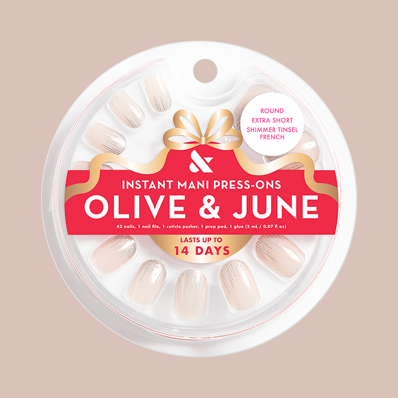 Shimmer Tinsel French - Press-On | Extra Short | Round 