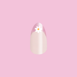 Shimmer Flower French - Press-On | Medium | Almond