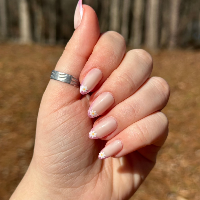 picture of Shimmer Flower French - Press-On | Medium | Almond