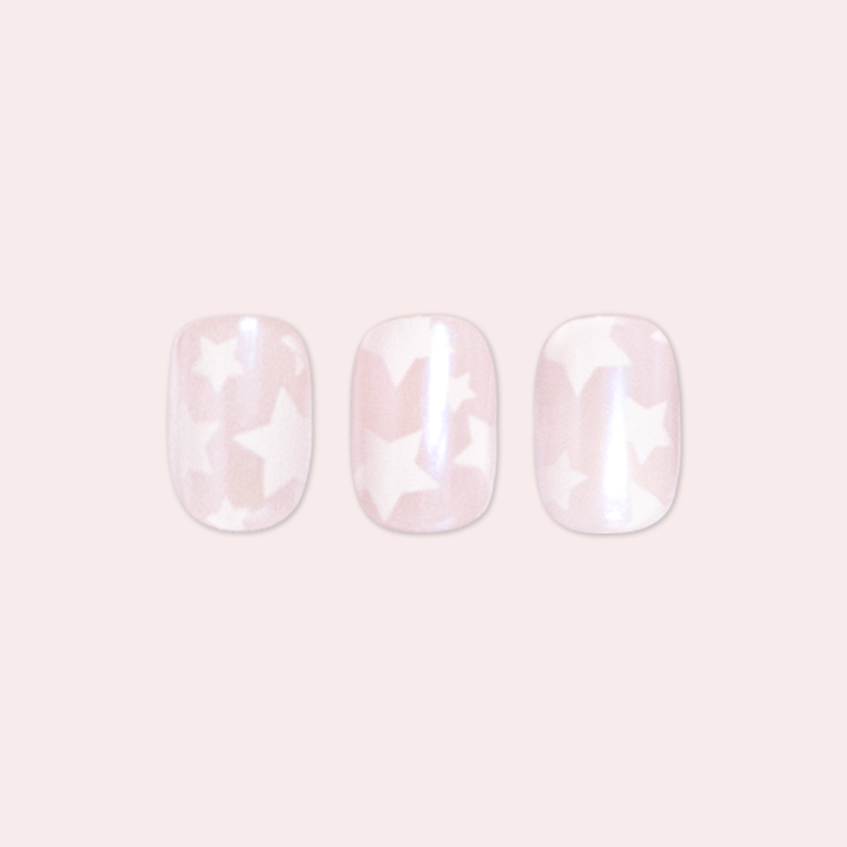 Shimmery Super Star - Press-On | Extra Short | Squoval false nails with star pattern for an easy at-home mani option