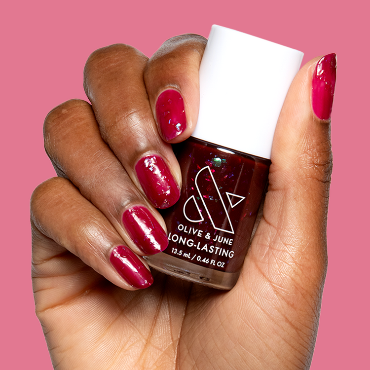 Shopportunity! polish cranberry jelly with holographic flakes Shopportunity!