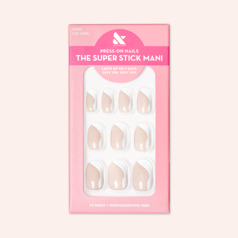 Side Swirl | Short | Round - Tab Press-On 