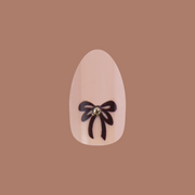 Little Gem Bows - Press On | Medium | Almond single nail