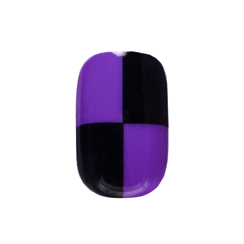 Purple Checker Party | Short | Squoval - Tab Press-On second image