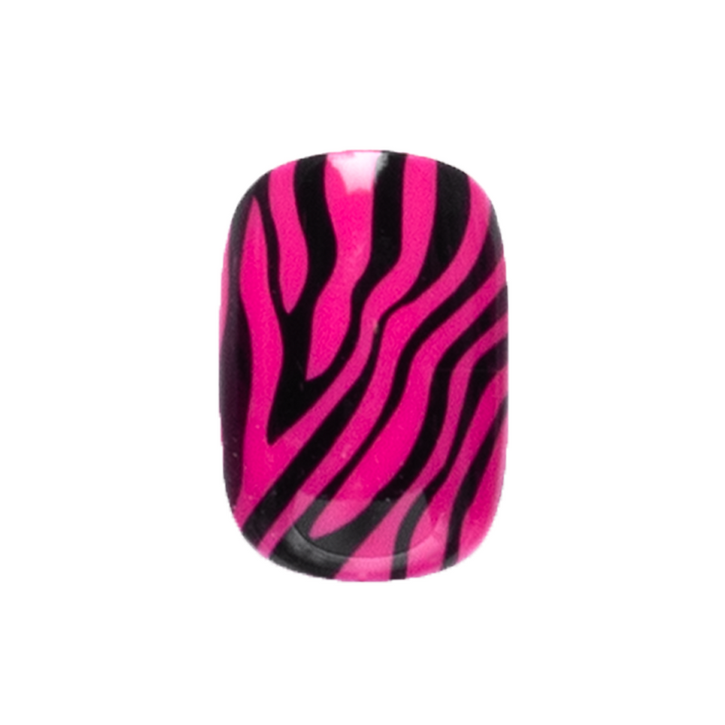 Pink Zebra | Extra Short | Squoval - Tab Press-On second image