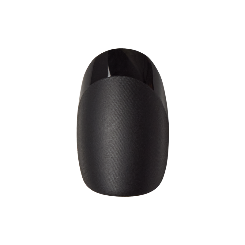Glossy Tip Black French - Press-On | Short | Round