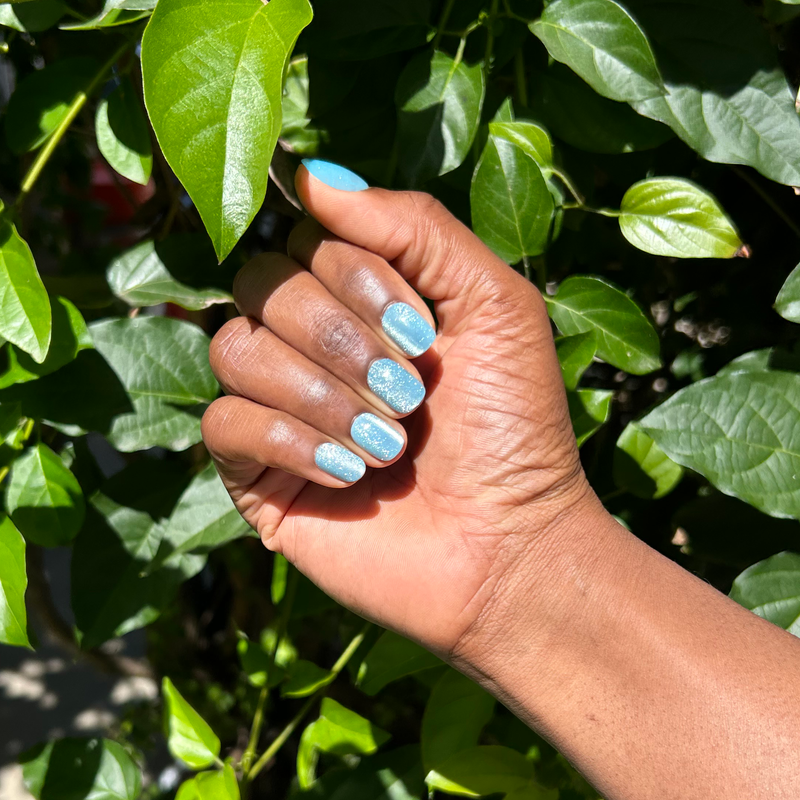 Sky Velvet | Extra Short | Squoval - Tab Press-On