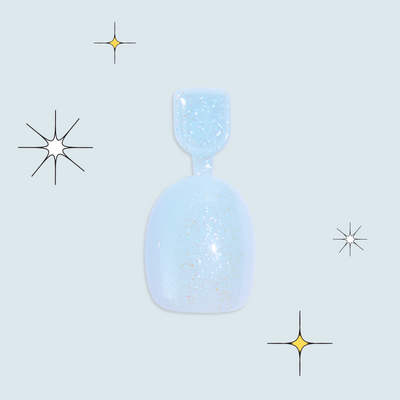 Snow Day - Pressies | Extra Short Short | Round showing pastel blue sparkly press-on nails in kid-friendly packaging Snow Day - Pressies | Extra Short Short | Round  Pressies