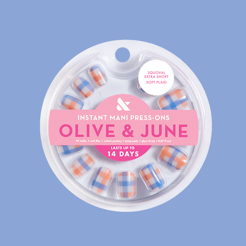 Soft Plaid - Press-On | Extra Short | Squoval 