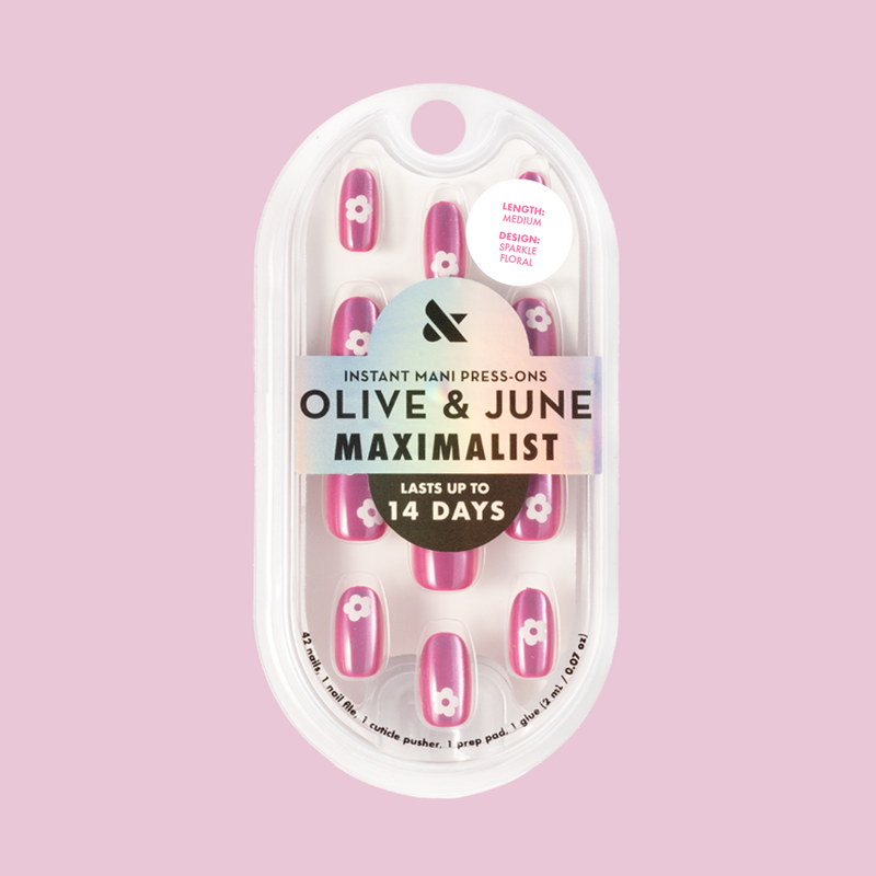 Sparkle Floral - Press-On | Medium | Oval 