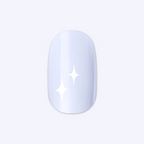 Sparkle Accent | Short | Round - Tab Press-On showing light blue false nail with white sparkle details on pale background