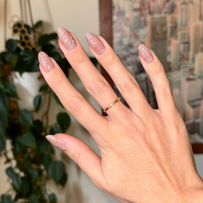 Sparkly Pink Drink Gel on nails