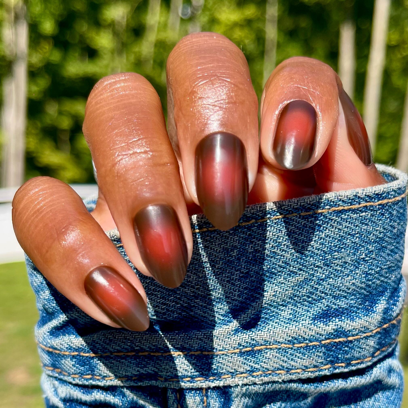 picture of Subtle Chocolate Aura - Press-On | Medium | Almond