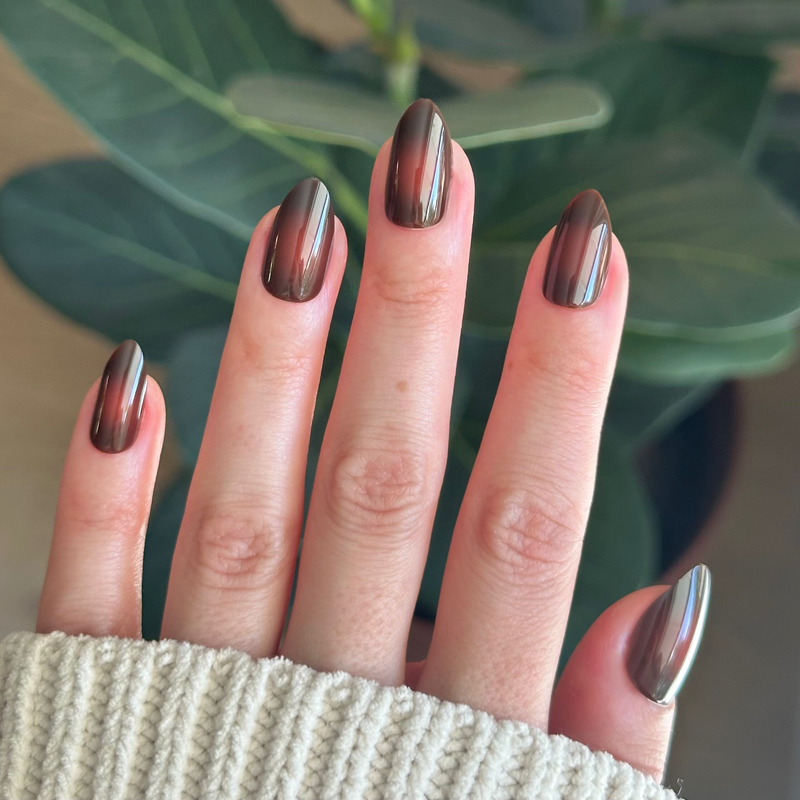 picture of Subtle Chocolate Aura - Press-On | Medium | Almond